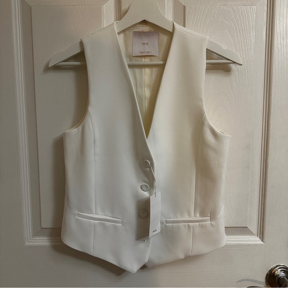 Women's White Vest Mango NET sz S - Picture 8 of 9